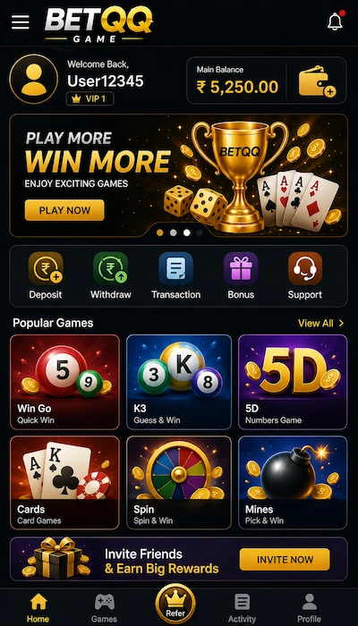 BET QQ Game Dasboard image
