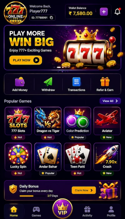 online777 game dashboard image